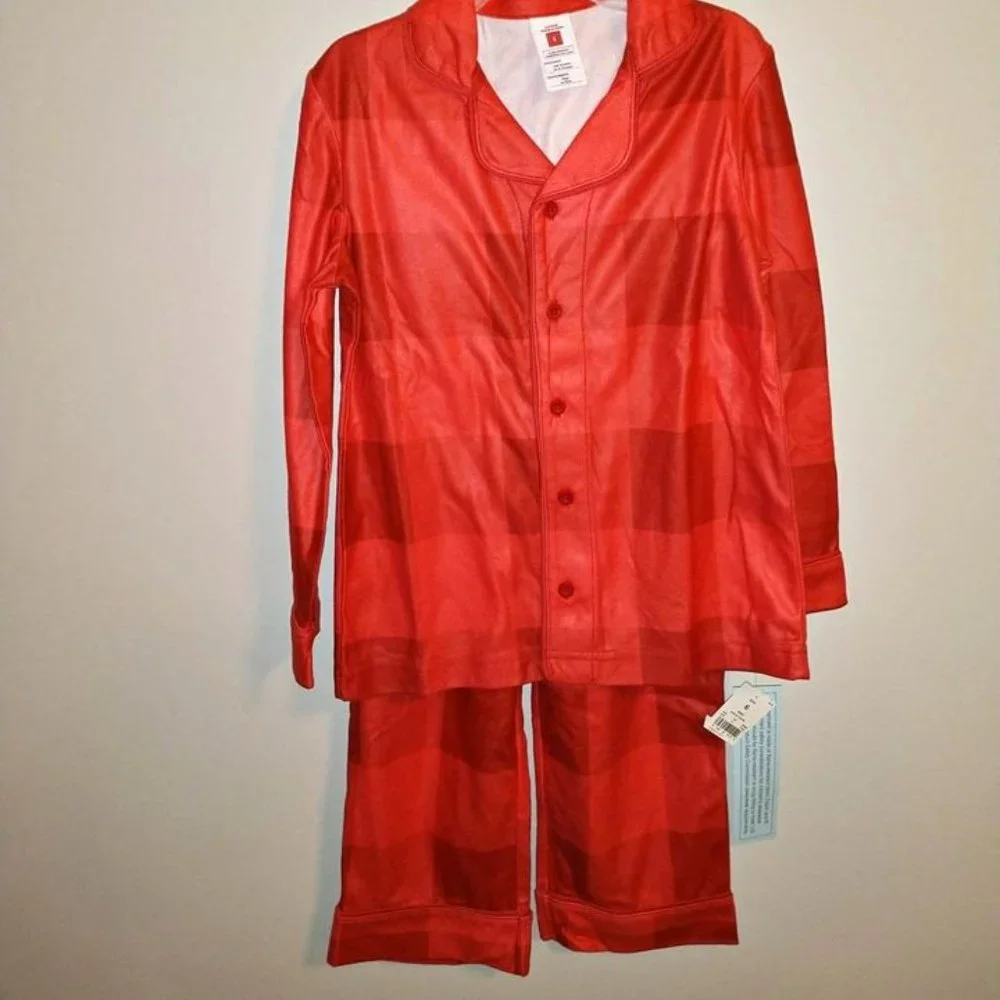 Target boy girl unisex 2 piece pajama set red checkered plaid 6T k-